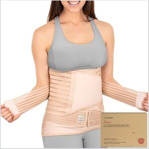 KeaBabies 3 in 1 Beige Postpartum Belly Band Recovery Support Belt M/L